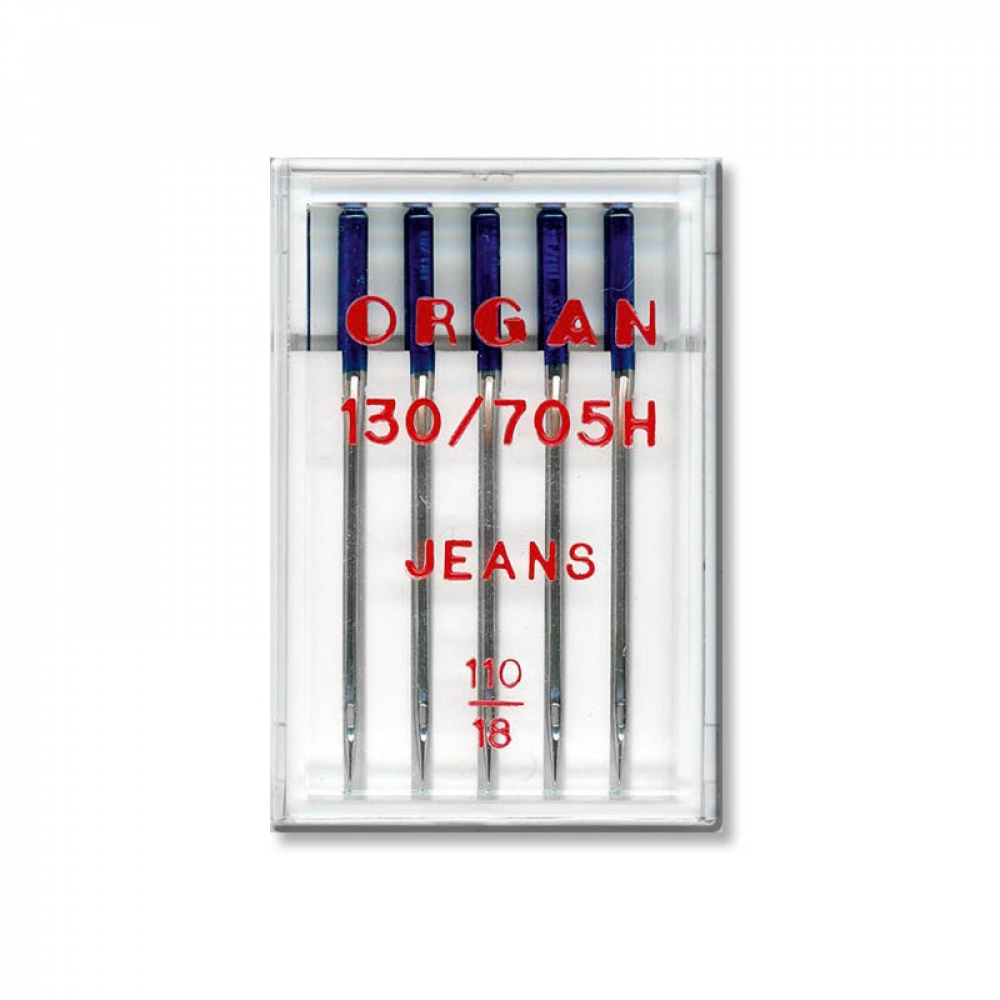 Голки швейні для джинси ORGAN JEANS №110 пластиковий бокс 5 штук для побутових швейних машин